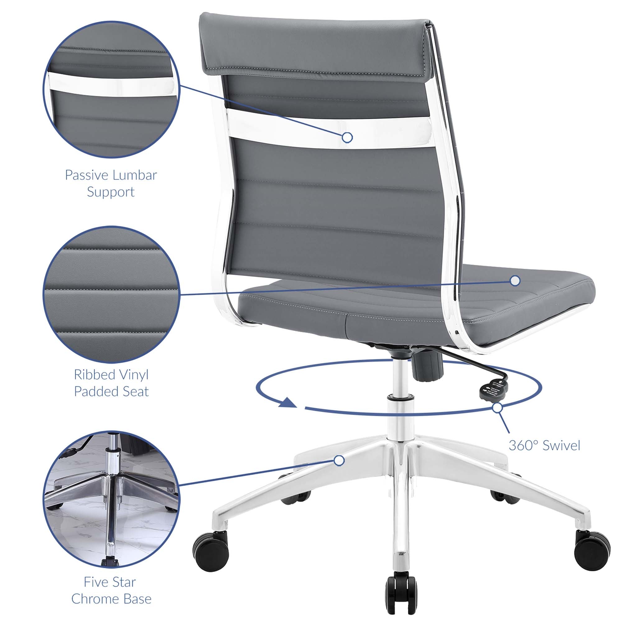 Jive Armless Mid Back Office Chair - Gray