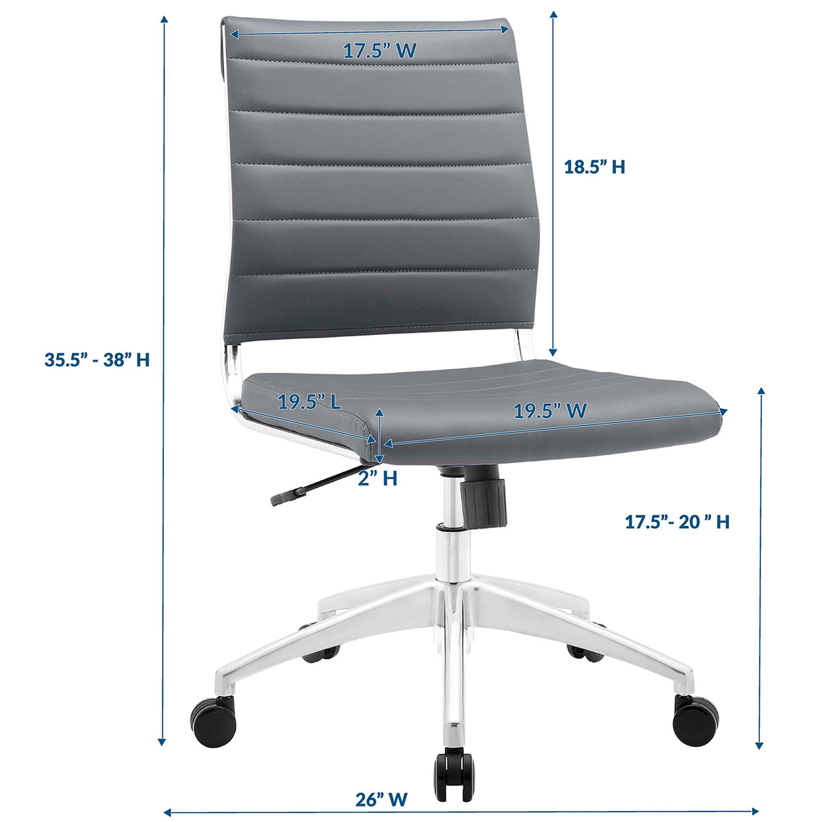 Jive Armless Mid Back Office Chair - Gray