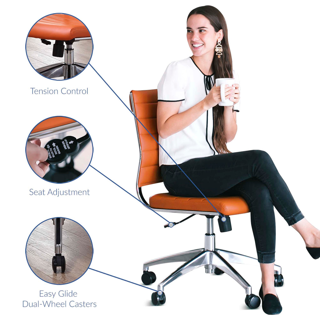 Jive Armless Mid Back Office Chair - Orange