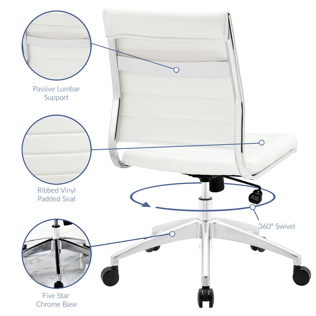 Jive Armless Mid Back Office Chair - White