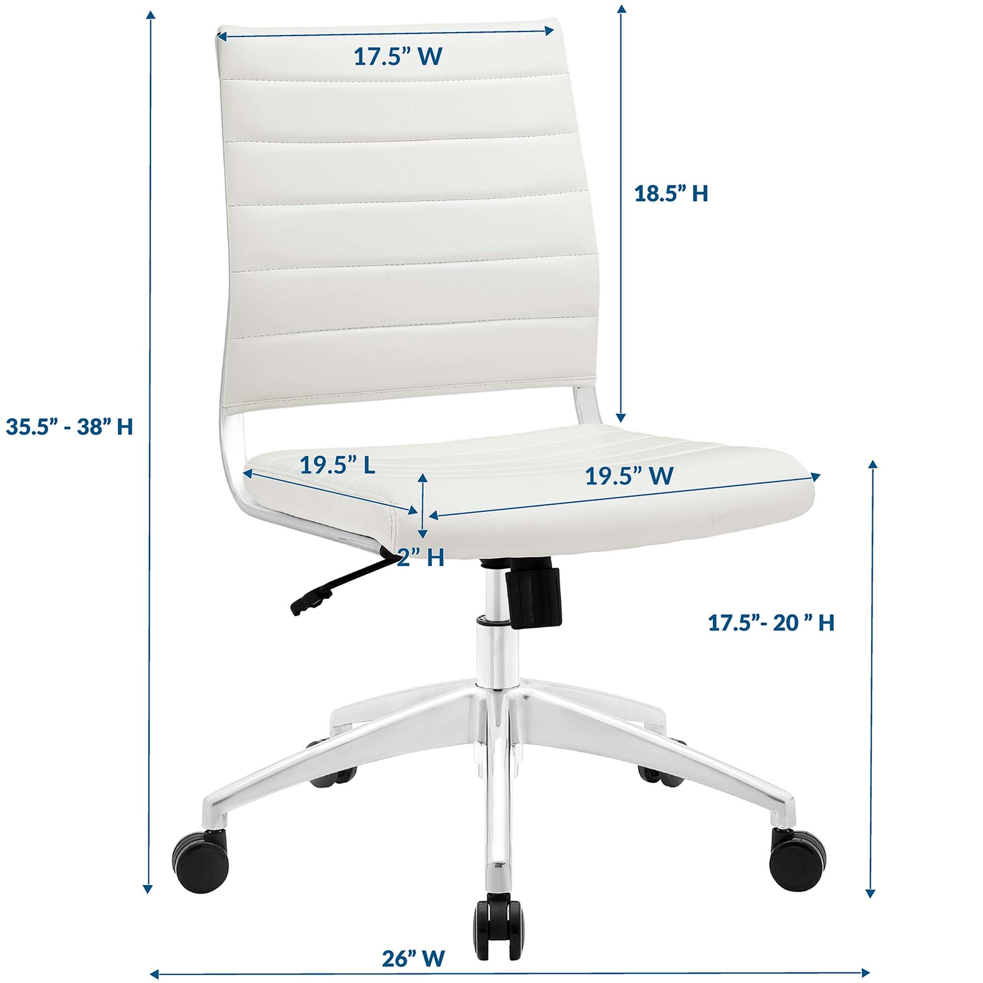 Jive Armless Mid Back Office Chair - White