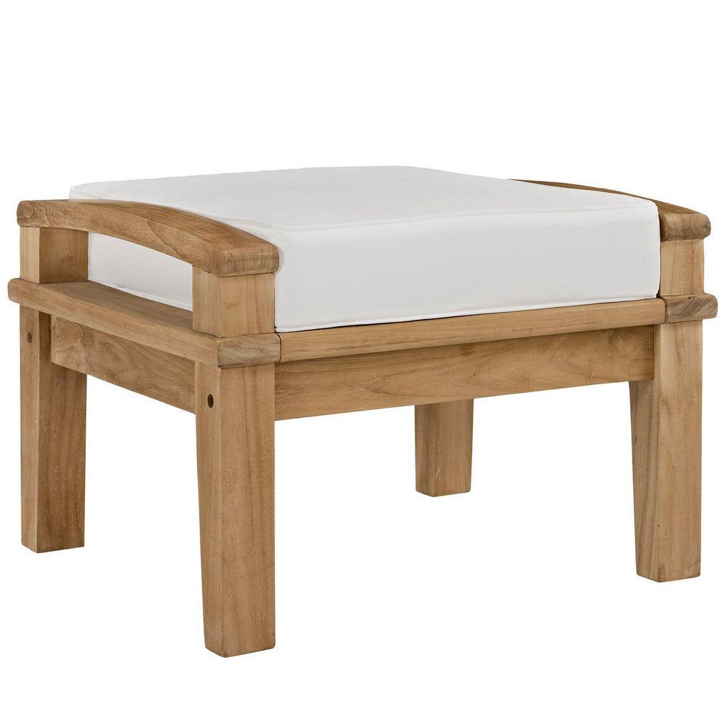 Marina 6 Piece Outdoor Patio Teak Set - Natural White (2 Armchairs, Left-Arm Sofa, 2 Ottomans, Right-Arm Sofa)
