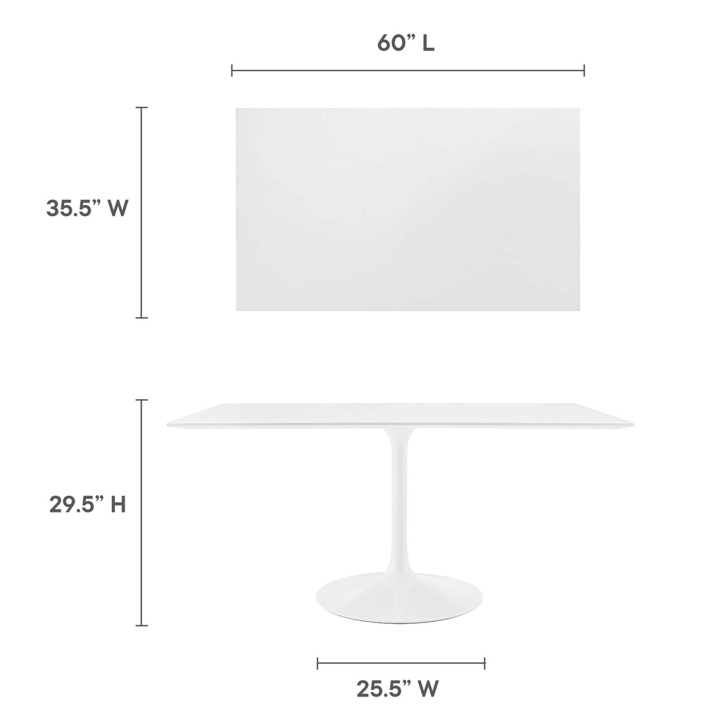 Lippa 60" Rectangle Wood Dining Table - White