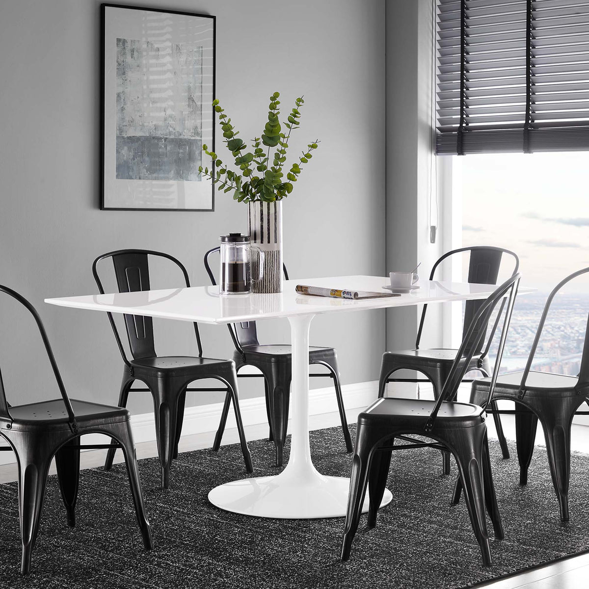 Lippa 60" Rectangle Wood Dining Table - White