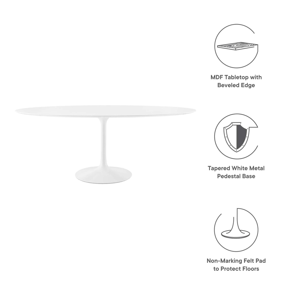 Lippa 78" Oval Wood Dining Table - White