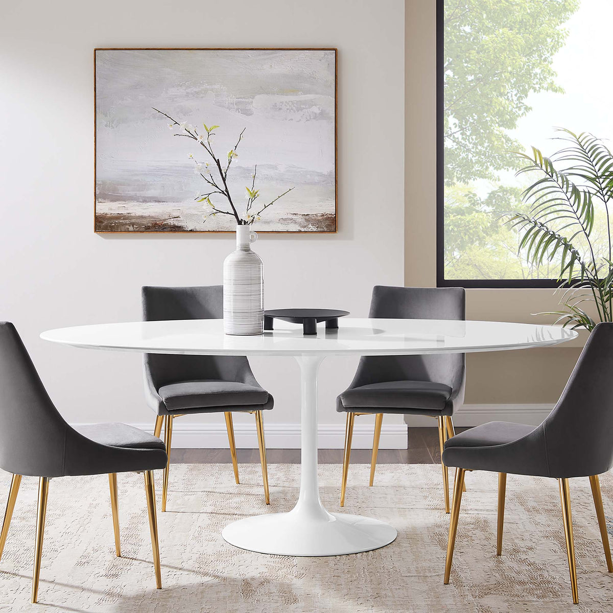 Lippa 78" Oval Wood Dining Table - White