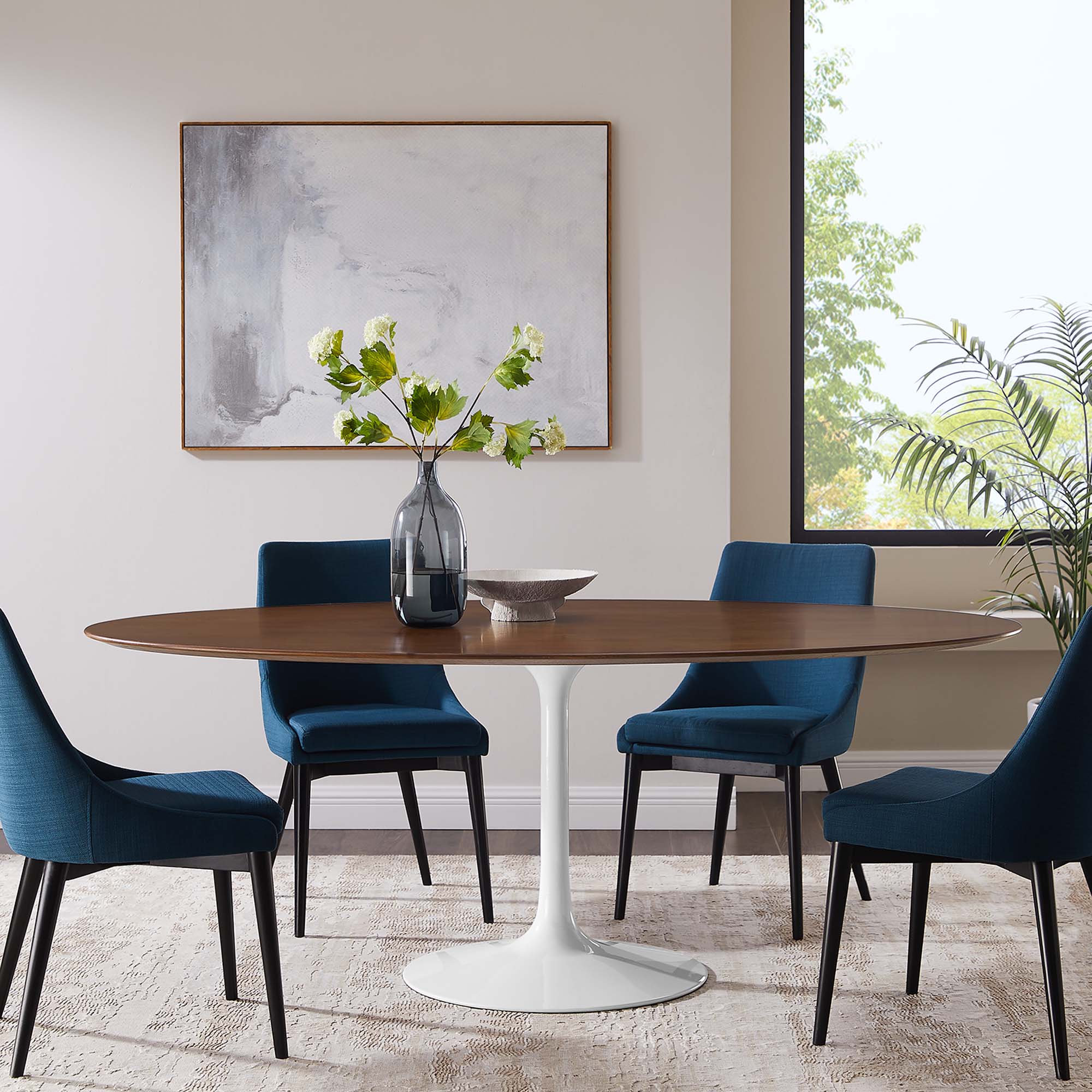 Lippa 78" Oval Wood Dining Table - Walnut