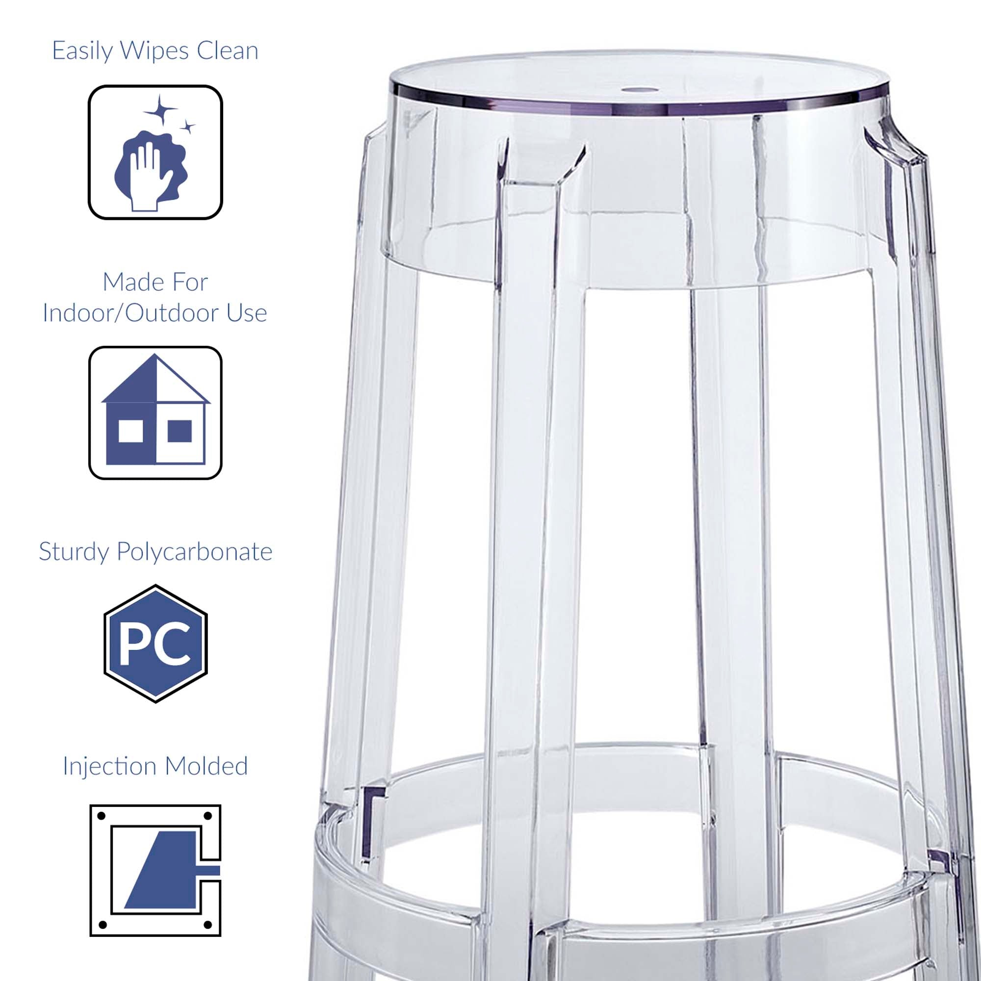 Casper Backless Bar Stool - Clear