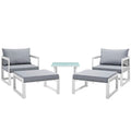 Fortuna 5 Piece Outdoor Patio Sectional Sofa Set - White Gray