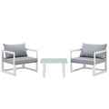 Fortuna 3 Piece Outdoor Patio Sectional Sofa Set - White Gray