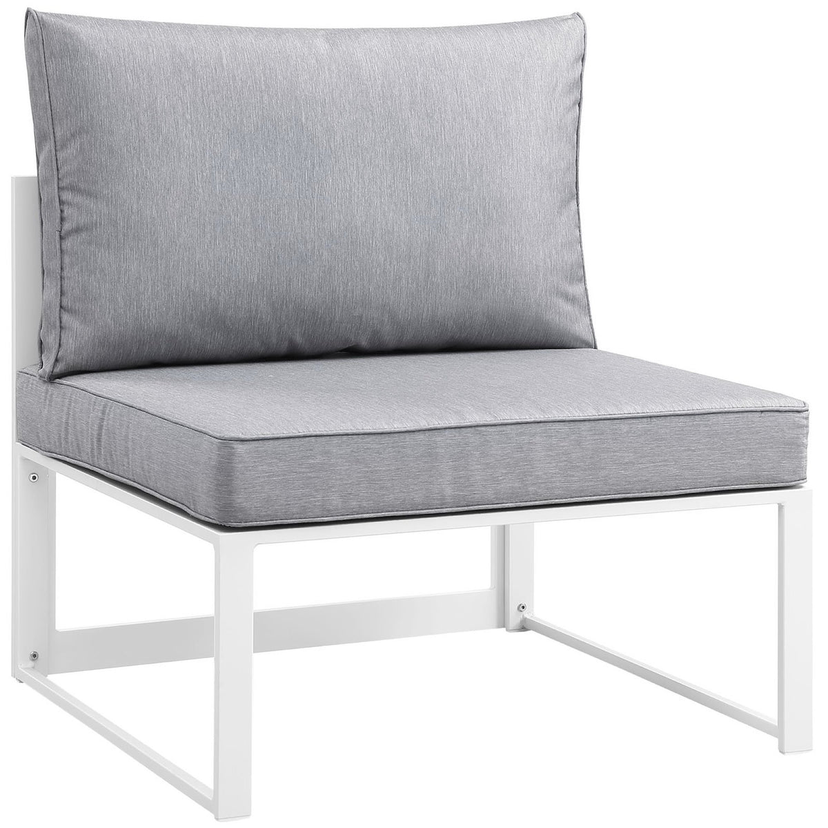 Fortuna 8 Piece Outdoor Patio Sectional Sofa Set - White Gray (4 Centers, 2 Corners, Ottoman, Side Table)