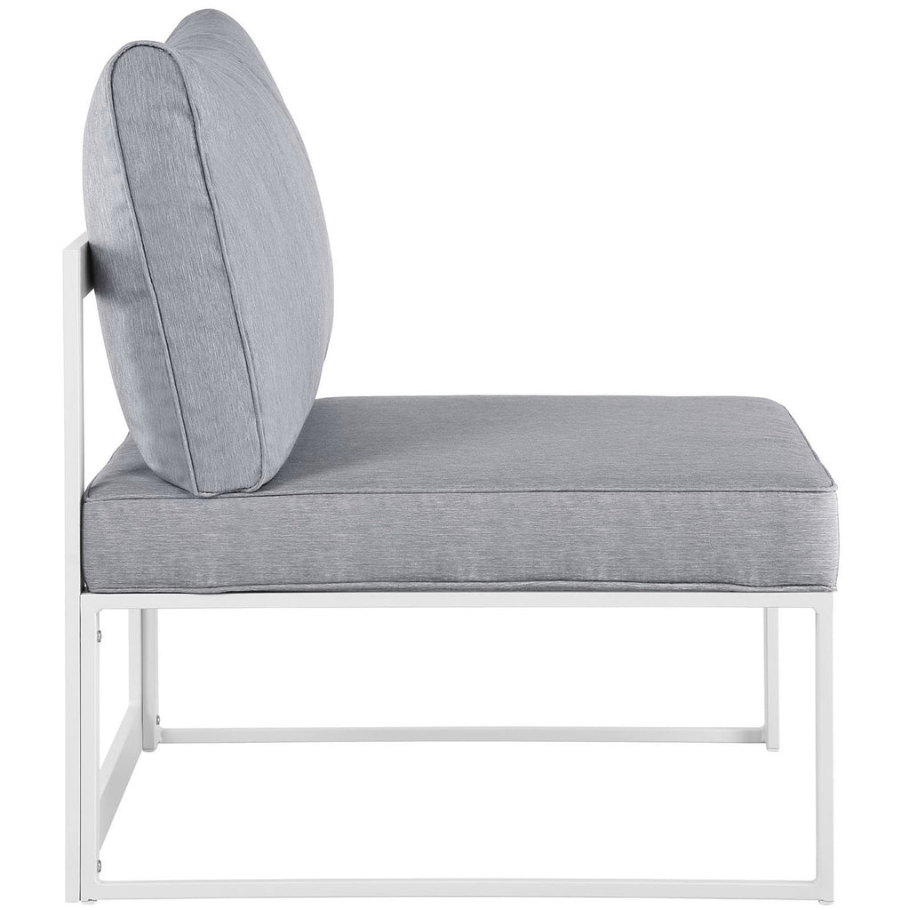 Fortuna 8 Piece Outdoor Patio Sectional Sofa Set - White Gray (4 Centers, 2 Corners, Ottoman, Side Table)