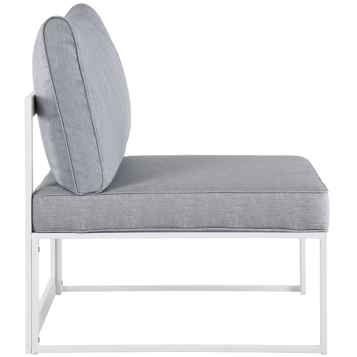 Fortuna 8 Piece Outdoor Patio Sectional Sofa Set - White Gray (4 Centers, 2 Corners, Ottoman, Side Table)