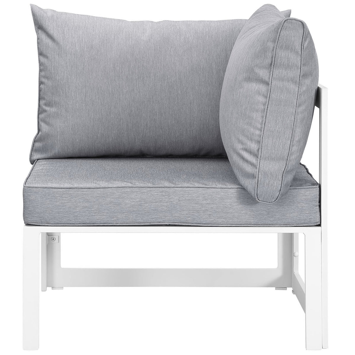 Fortuna 6 Piece Outdoor Patio Sectional Sofa Set - White Gray (Center, 2 Corners, Ottoman, Side Table, Sofa)