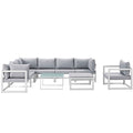 Fortuna 9 Piece Outdoor Patio Sectional Sofa Set - White Gray
