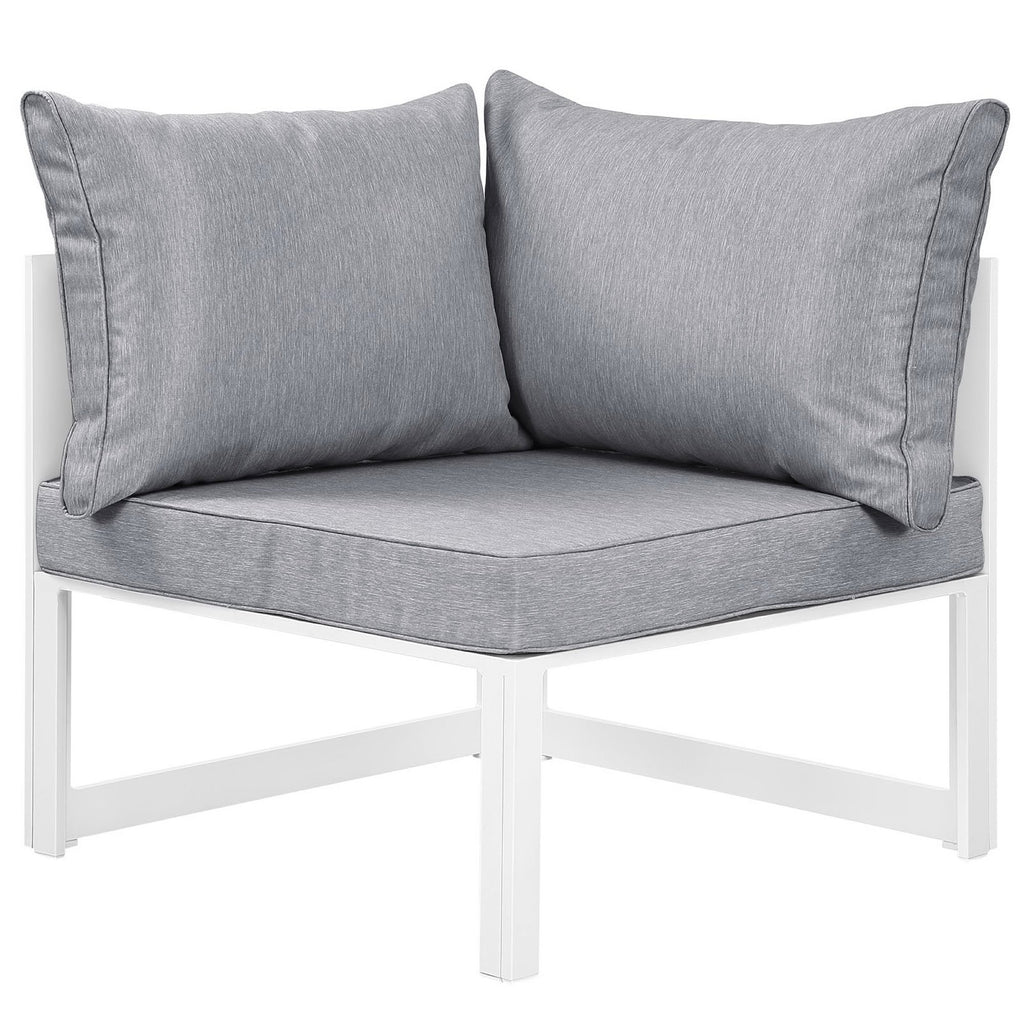 Fortuna 8 Piece Outdoor Patio Sectional Sofa Set - White Gray (3 Centers, 3 Corners, Ottoman, Side table)