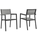 Maine Outdoor Patio Dining Armchair Set of 2 - Brown Gray