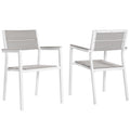 Maine Outdoor Patio Dining Armchair Set of 2 - White Light Gray