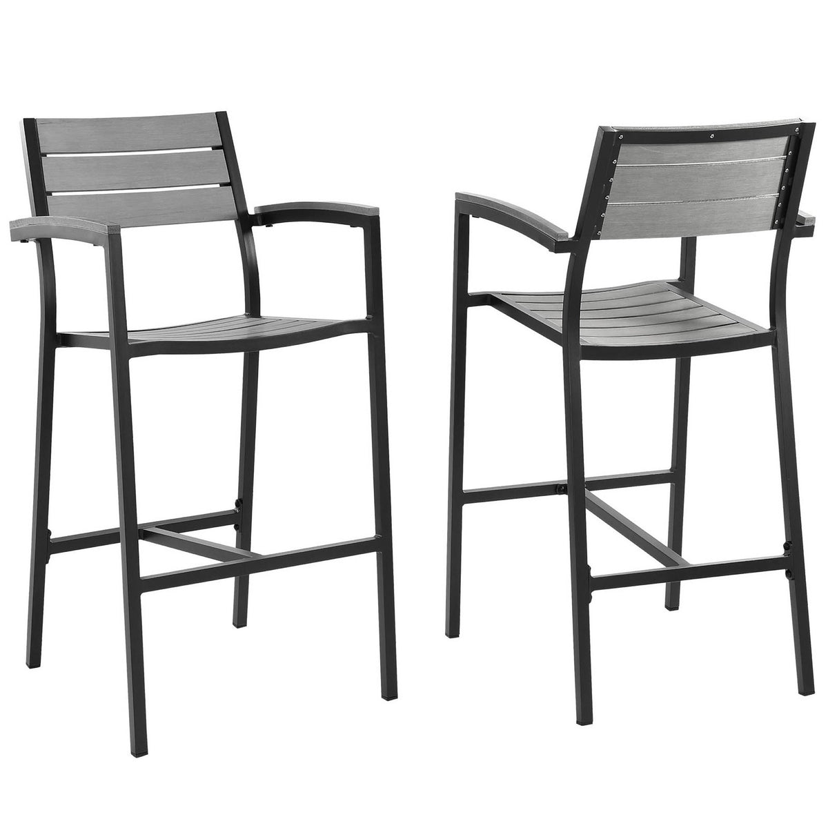 Maine Outdoor Patio Bar Stool Set of 2 - Brown Gray