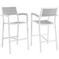 Maine Outdoor Patio Bar Stool Set of 2 - White Light Gray