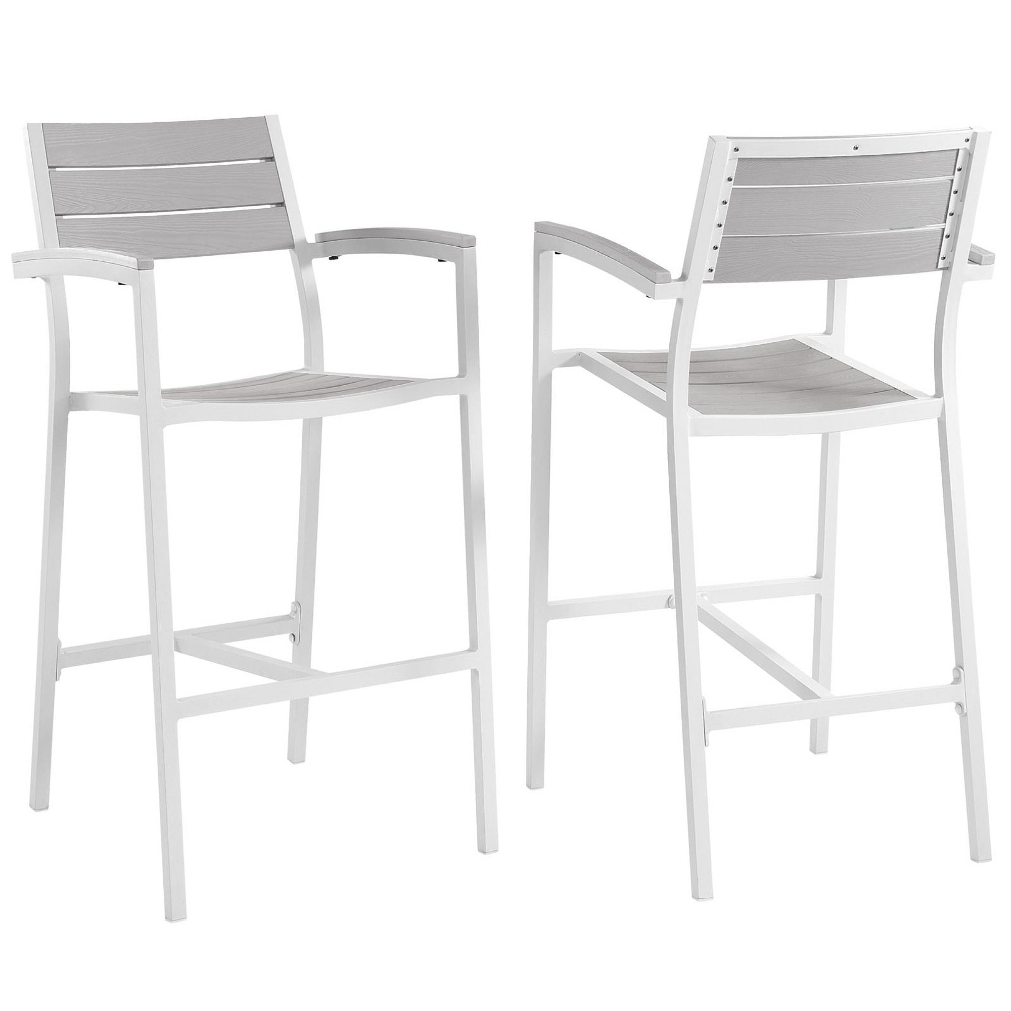 Maine Outdoor Patio Bar Stool Set of 2 - White Light Gray