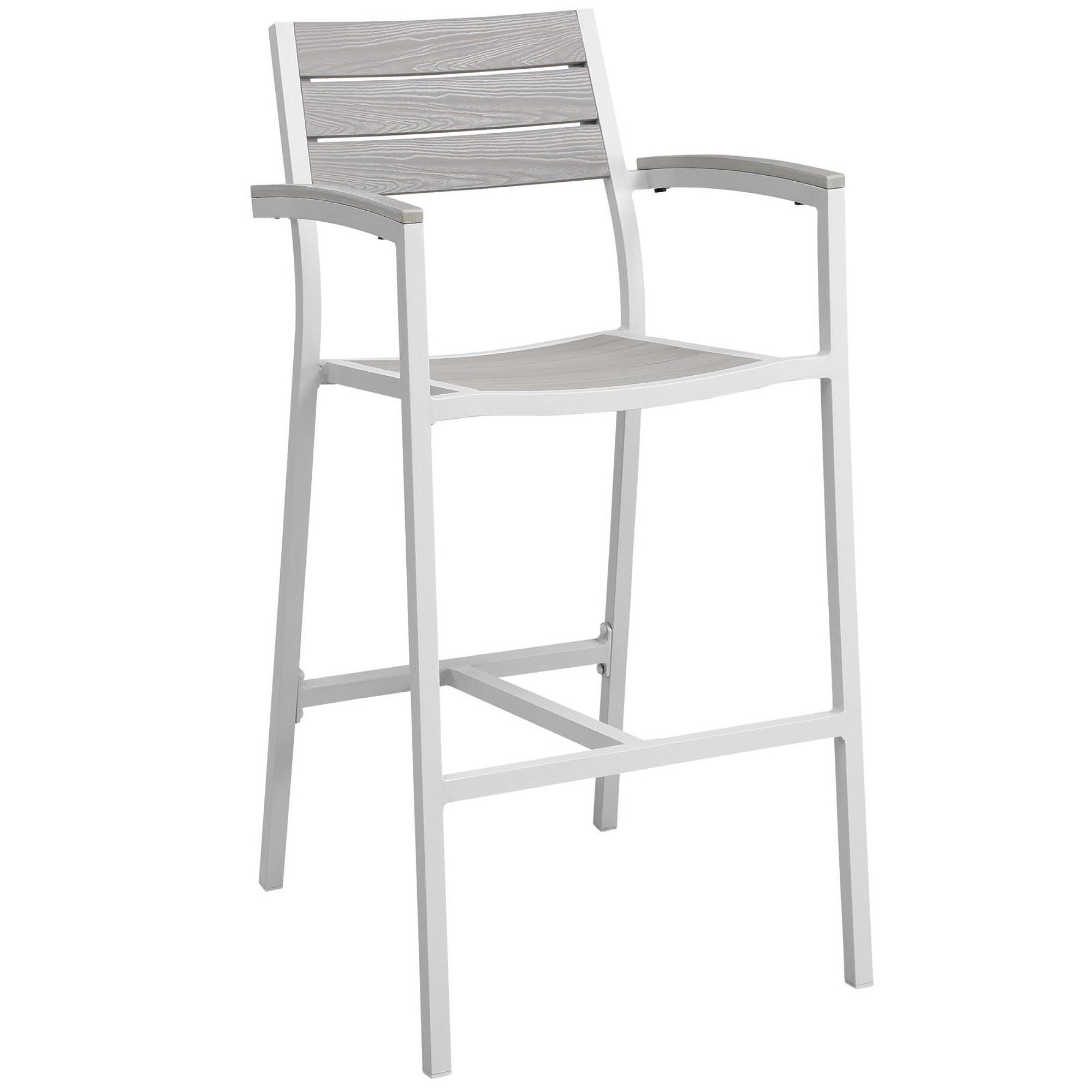 Maine Outdoor Patio Bar Stool Set of 2 - White Light Gray