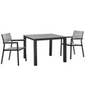 Maine 3 Piece Outdoor Patio Dining Set - Brown Gray (2 Dining Armchairs, Dining Table)