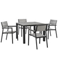 Maine 5 Piece Outdoor Patio Dining Set - Brown Gray (EEI-1745-BRN-GRY-SET)