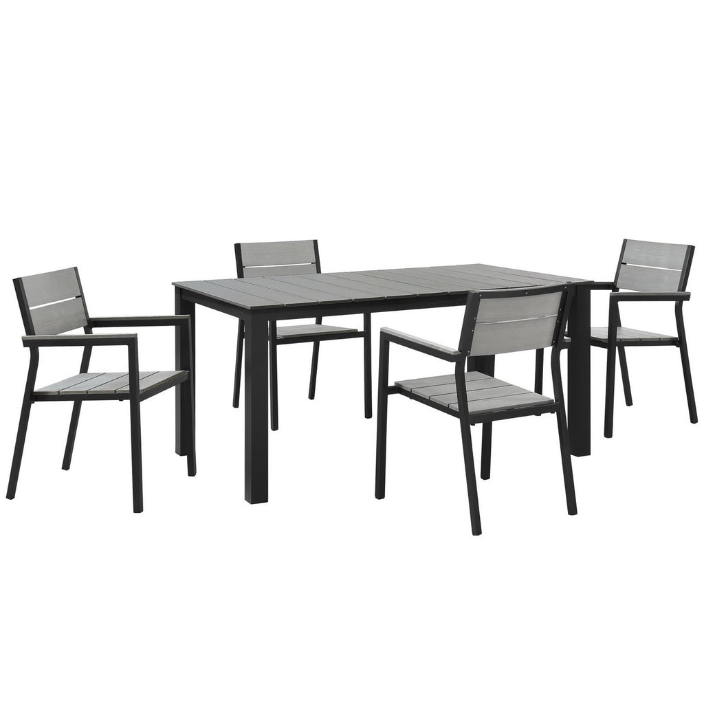 Maine 5 Piece Outdoor Patio Dining Set - Brown Gray (EEI-1747-BRN-GRY-SET)