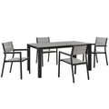 Maine 5 Piece Outdoor Patio Dining Set - Brown Gray (EEI-1747-BRN-GRY-SET)