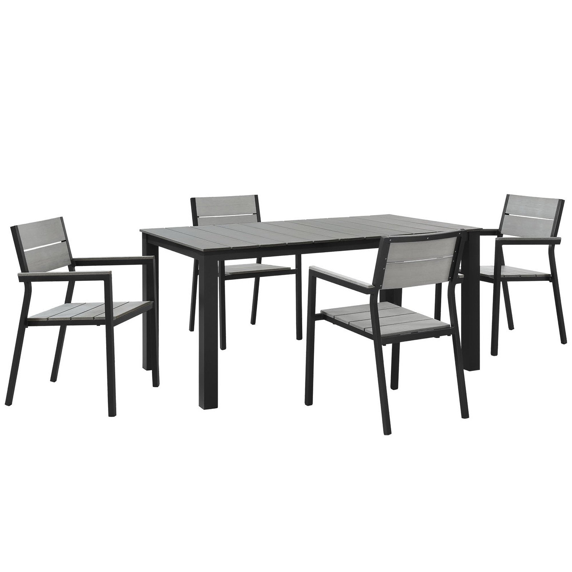 Maine 5 Piece Outdoor Patio Dining Set - Brown Gray (EEI-1747-BRN-GRY-SET)