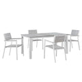 Maine 5 Piece Outdoor Patio Dining Set - White Light Gray (EEI-1747-WHI-LGR-SET)