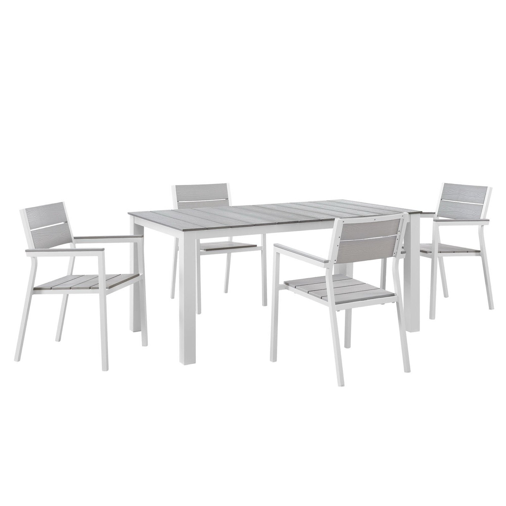 Maine 5 Piece Outdoor Patio Dining Set - White Light Gray (EEI-1747-WHI-LGR-SET)