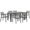 Maine 7 Piece Outdoor Patio Dining Set - Brown Gray (EEI-1749-BRN-GRY-SET)