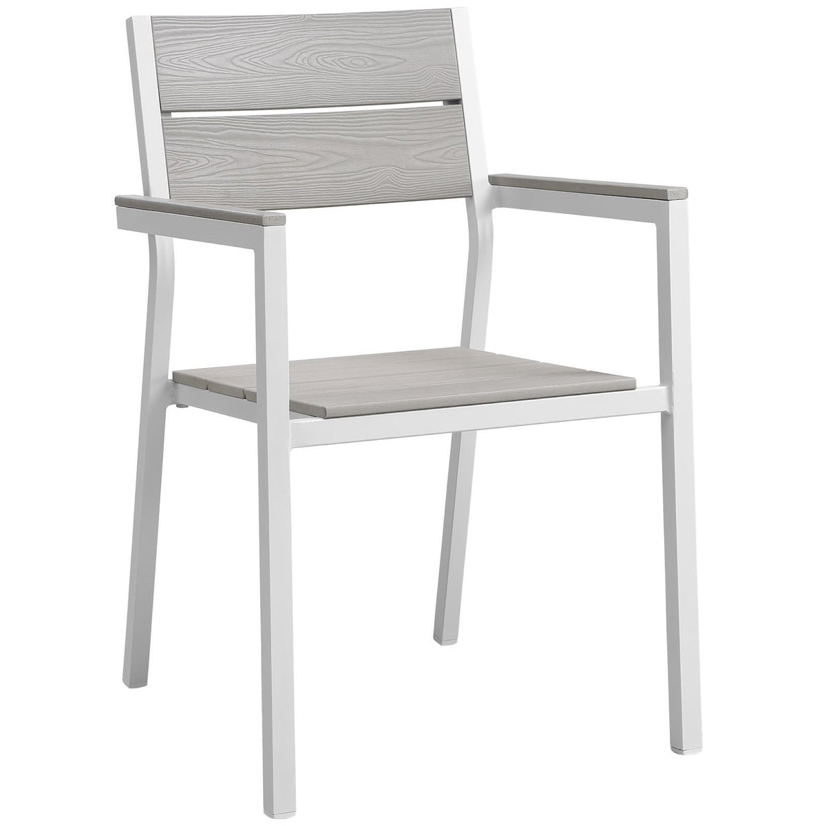 Maine 7 Piece Outdoor Patio Dining Set - White Light Gray (EEI-1749-WHI-LGR-SET)