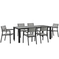 Maine 7 Piece Outdoor Patio Dining Set - Brown Gray (EEI-1751-BRN-GRY-SET)
