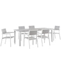 Maine 7 Piece Outdoor Patio Dining Set - White Light Gray (EEI-1751-WHI-LGR-SET)
