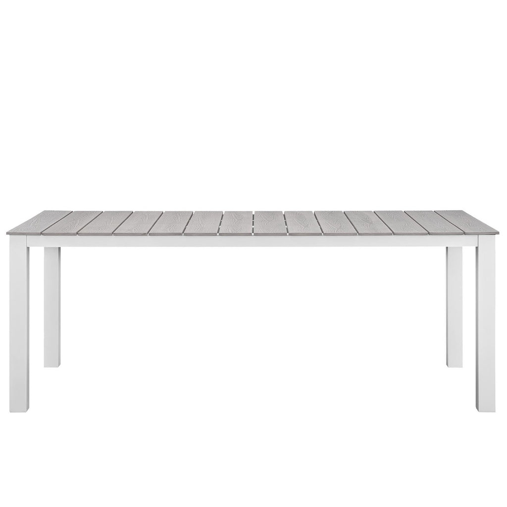 Maine 7 Piece Outdoor Patio Dining Set - White Light Gray (EEI-1751-WHI-LGR-SET)