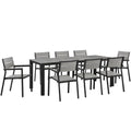 Maine 9 Piece Outdoor Patio Dining Set - Brown Gray