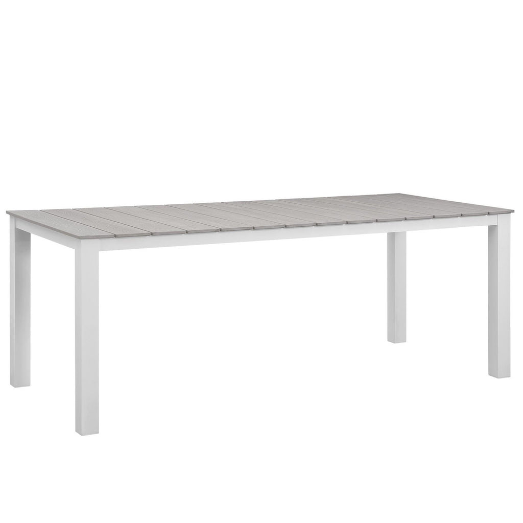 Maine 9 Piece Outdoor Patio Dining Set - White Light Gray