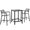 Maine 3 Piece Outdoor Patio Dining Set - Brown Gray (2 Bar Stools, Bar Table)