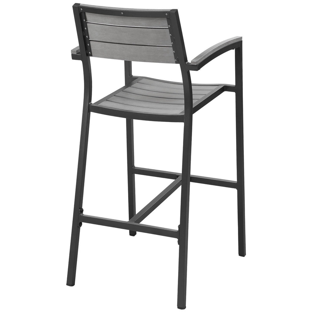 Maine 3 Piece Outdoor Patio Dining Set - Brown Gray (2 Bar Stools, Bar Table)