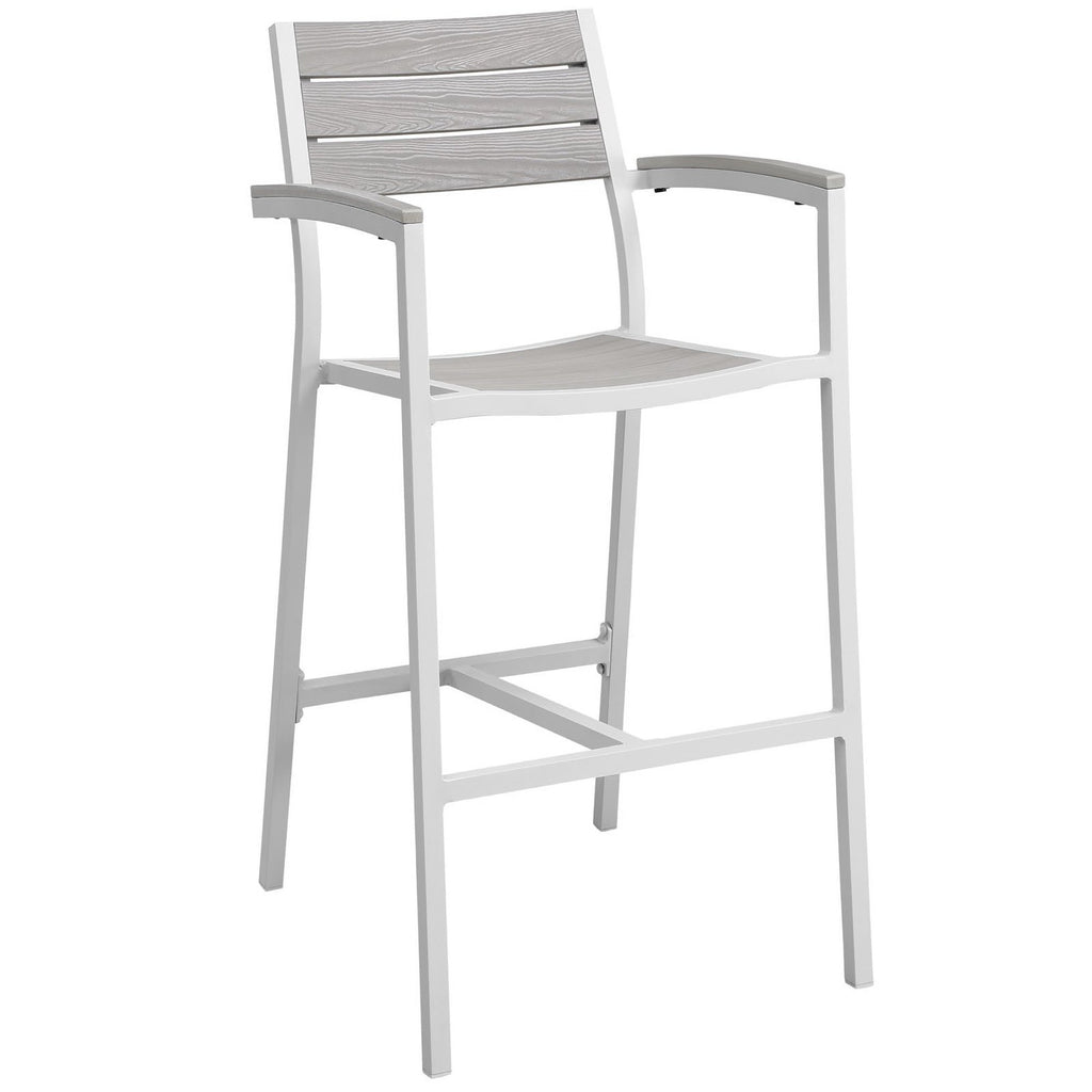 Maine 3 Piece Outdoor Patio Dining Set - White Light Gray (2 Bar Stools, Bar Table)