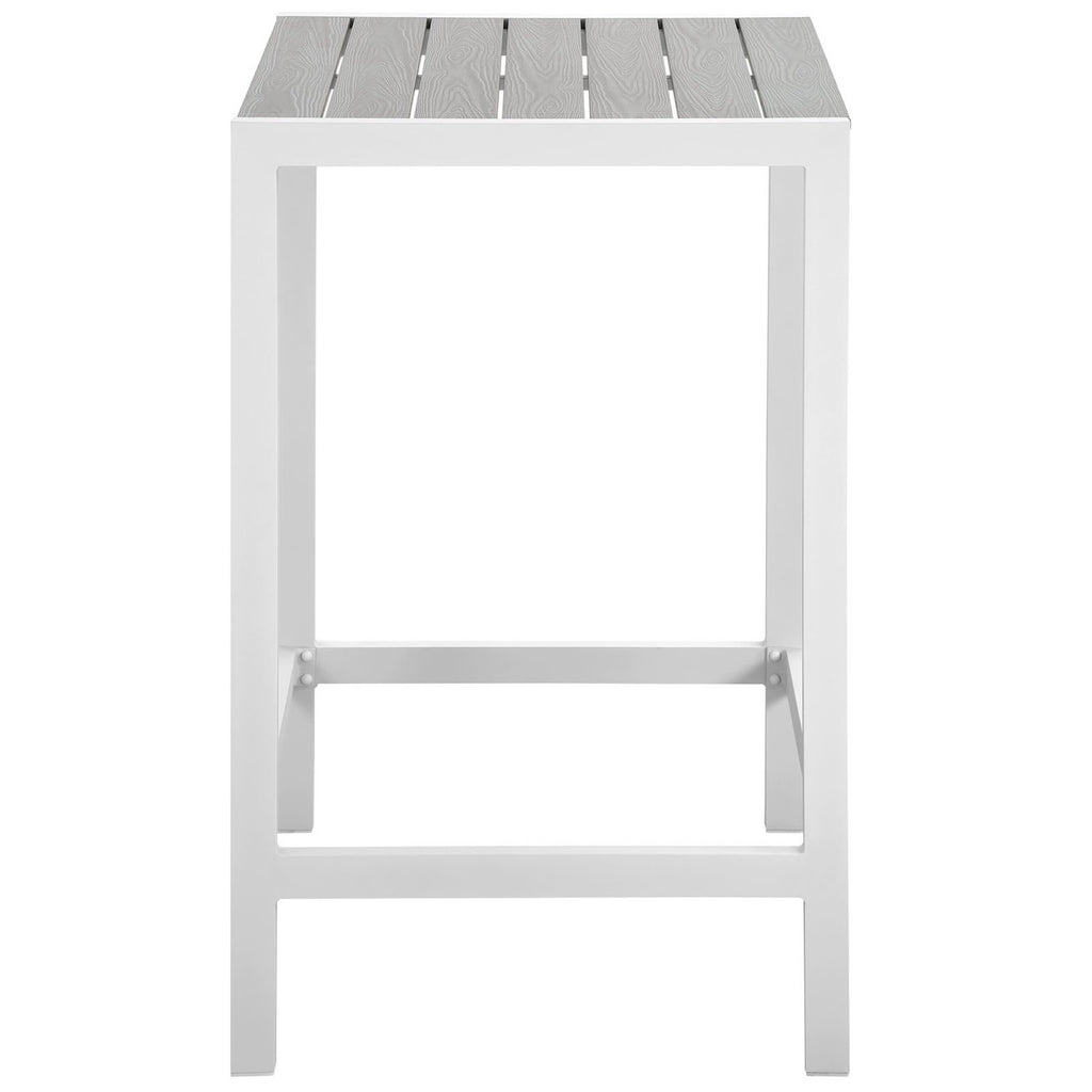 Maine 3 Piece Outdoor Patio Dining Set - White Light Gray (2 Bar Stools, Bar Table)
