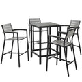 Maine 5 Piece Outdoor Patio Bar Set - Brown Gray