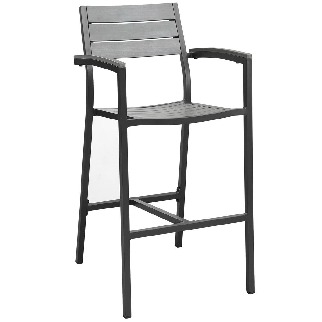 Maine 5 Piece Outdoor Patio Bar Set - Brown Gray