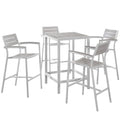 Maine 5 Piece Outdoor Patio Bar Set - White Light Gray