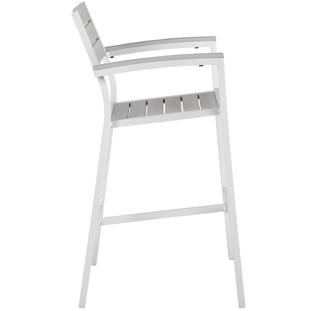 Maine 5 Piece Outdoor Patio Bar Set - White Light Gray