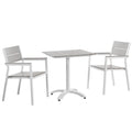 Maine 3 Piece Outdoor Patio Dining Set - White Light Gray (Dining Table, 2 Dining Armchairs)