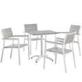 Maine 5 Piece Outdoor Patio Dining Set - White Light Gray (EEI-1761-WHI-LGR-SET)